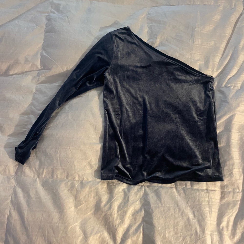 Old Navy Deep Blue One Sleeve Velvet Top